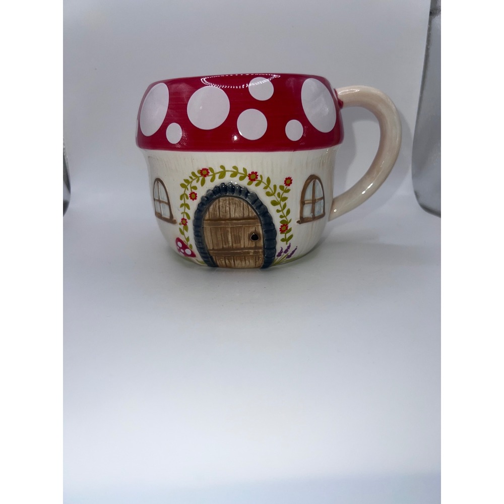 Natural Life Gnome Mushroom House Mug FolkArt Cottagecore Whimsical Coffee Mug - Picture 2 of 11